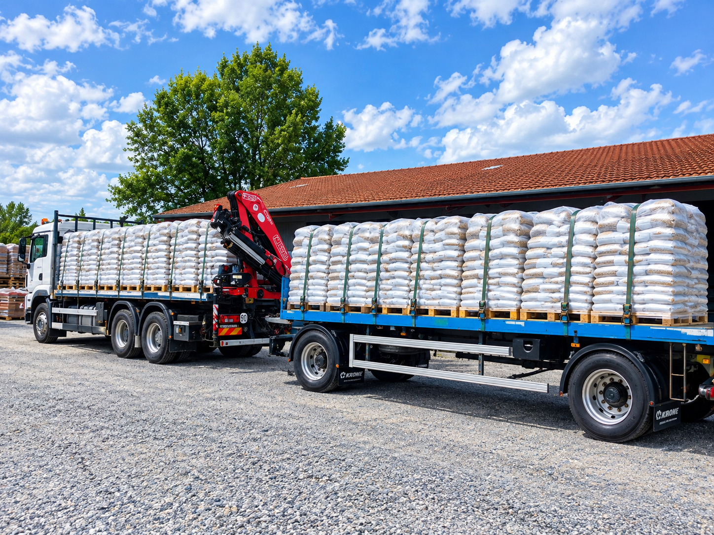 Demie Camion 12 Palettes Granulés de bois Français 936 Sacs de 15 KG