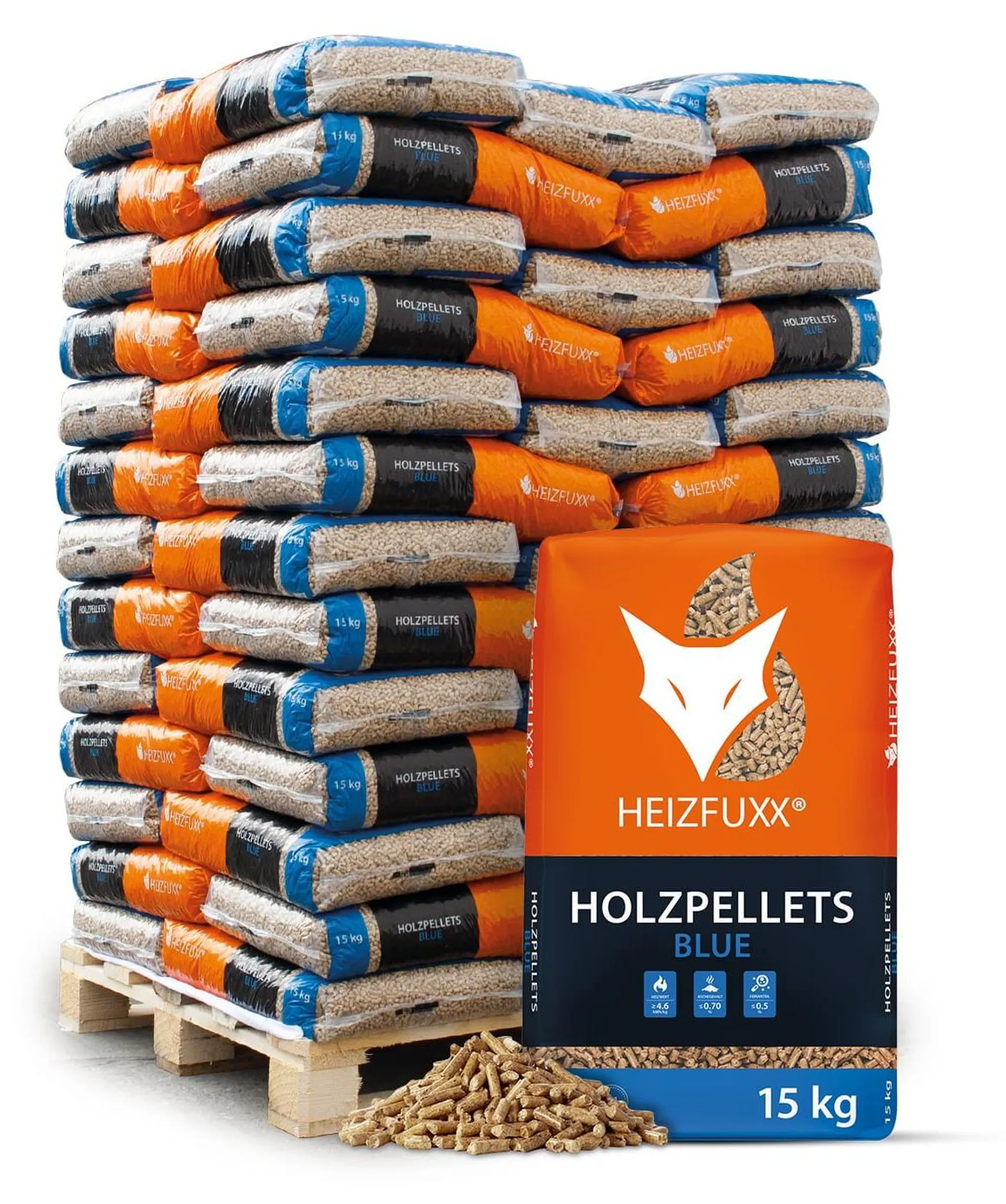 Granulés de bois HEIZFUXX bleus
