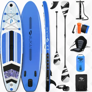 Stand Up Paddle Board 320cm 2in1 avec siège kayak SUP Surfboard gonflable + pagaie et pagaie double Planche de surf paddling paddleboard - bleu
